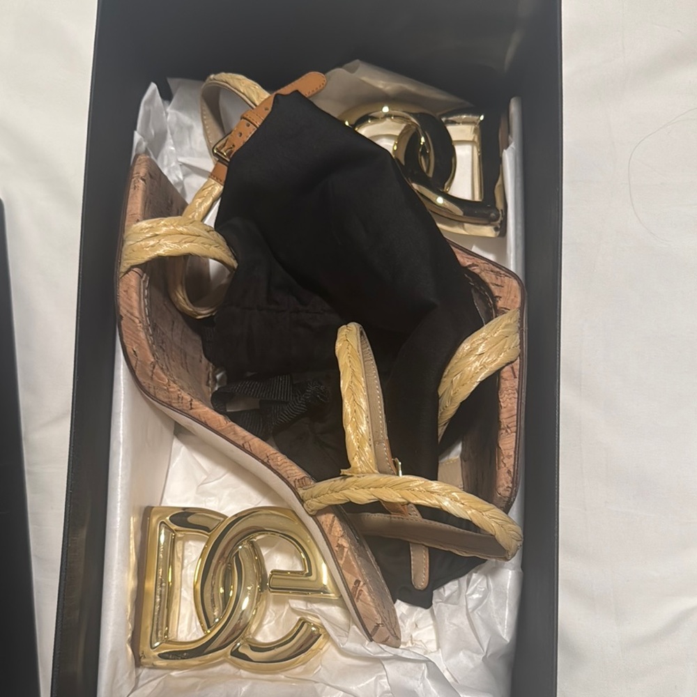 Dolce & Gabbana Gold and Tan Women's Sandals